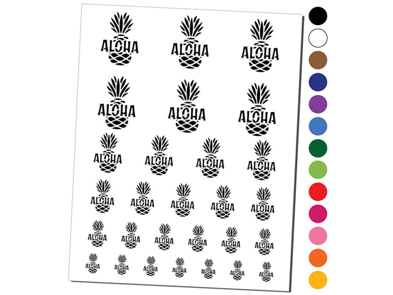 Aloha Pineapple Tropical Fruit Hawaii Temporary Tattoo Water Resistant Fake Body Art Set Collection